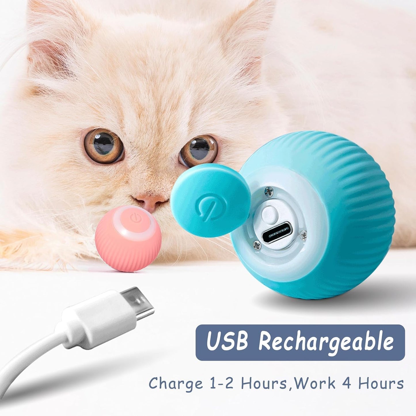 PawDaddy Smart 360° Auto-Rolling Ball Toy for Cats & Dogs: USB Rechargeable, Motion-Activated!