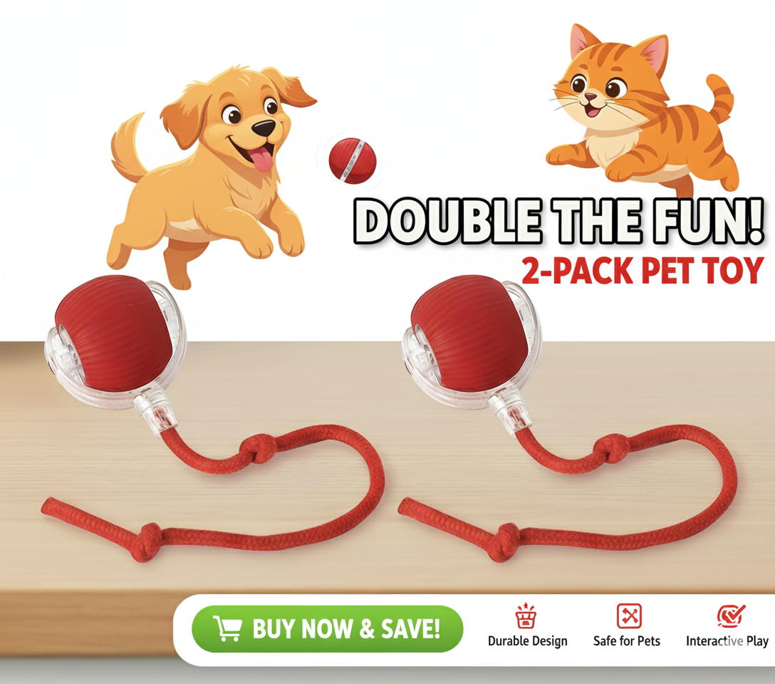Double the Fun! 🐾 2-Pack Interactive Self Rotating Ball - Buy Now & Save More!